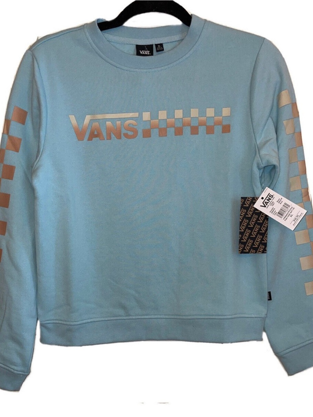 Vans Off The Wall Fading Checkerboard Graphic Blue Sweatshirt